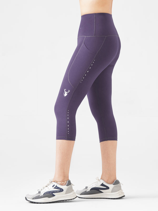 Leera Cropped Capri Pocket Legging in Purple